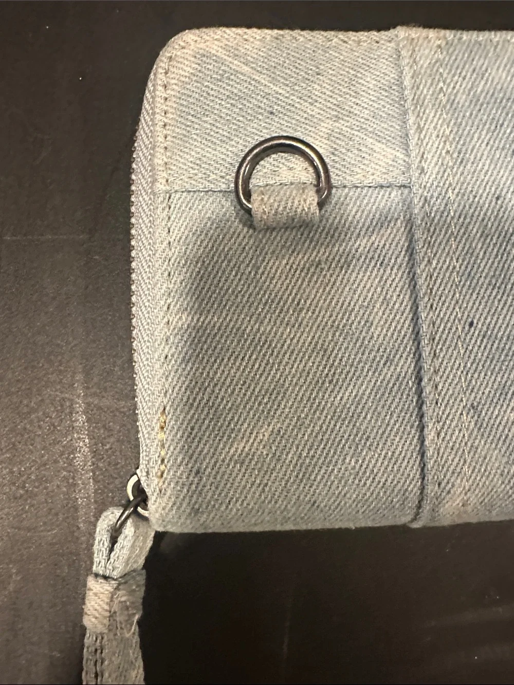 Denim Zip Wallet with Pocket Detail - Light Blue NEW